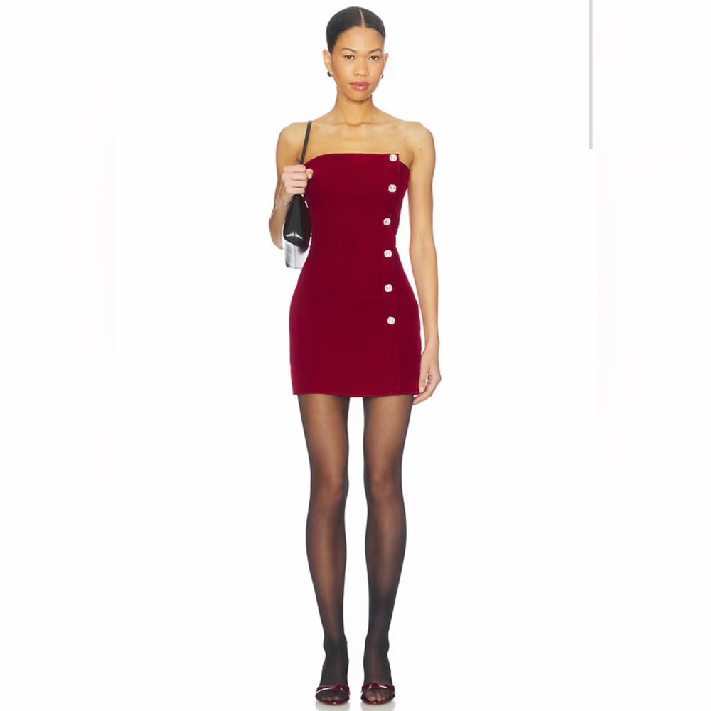 Revolve Superdown Red Velvet Veronica Holiday mini strapless dress XS